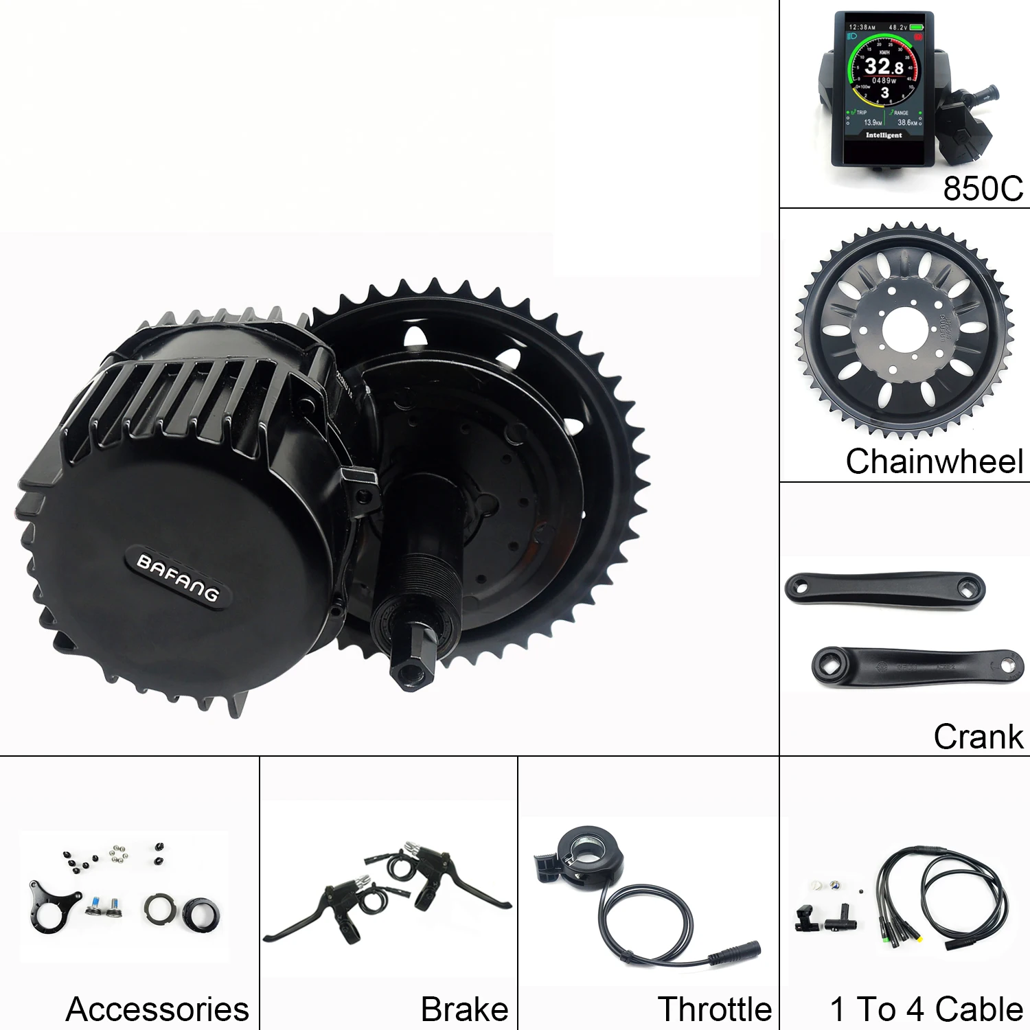 

Greenpedel bafang e bike 8 fun 48v 1000watt mid drive bbshd middle drive motor kit