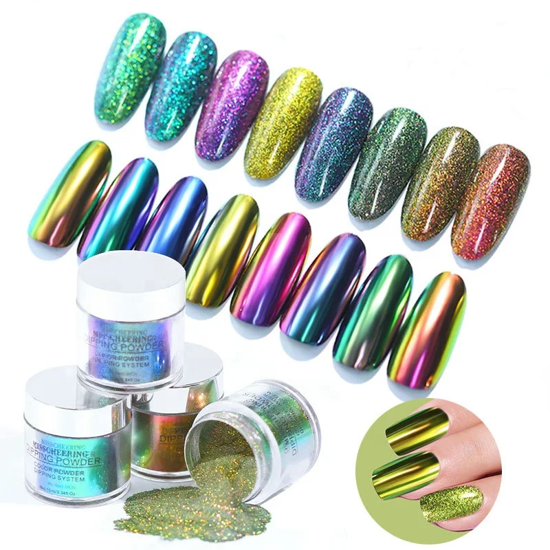 

Salon 10ml Auroral Infiltrating Glitter Gradient Dipping Powder Without Lamp Cure French Natural Dry Nail Art Decoration