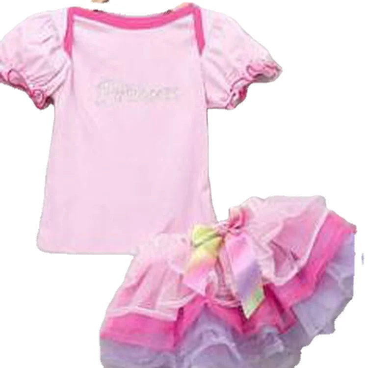 

Girl's shortl sleeve cotton one-neck T-shirt boutique Childrens Clothing Childrens Clothing girls princess T-Shirts