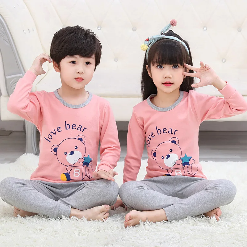

Kids pajamas cartoon homewear Round Neck sleepwear, Picture shows