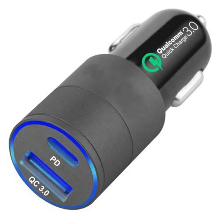 

Competitive Metal Material Dual Port Car USB Charger QC3.0+PD fast USB C Car Charger, Optional
