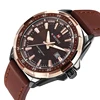 NAVIFORCE NF9056 fancy Brown man quartz watch luxe PU Leather Strap water resist auto date Concise business watch supplier