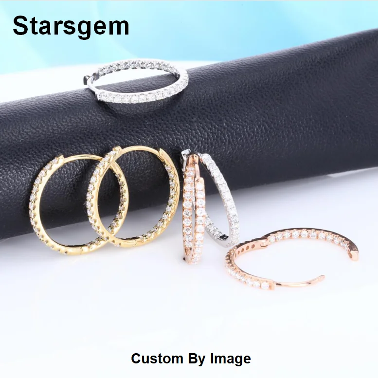 

Starsgem Inside Outside 1.2mm Lab Grown Diamond Hoop 18K Solid Gold Earrings