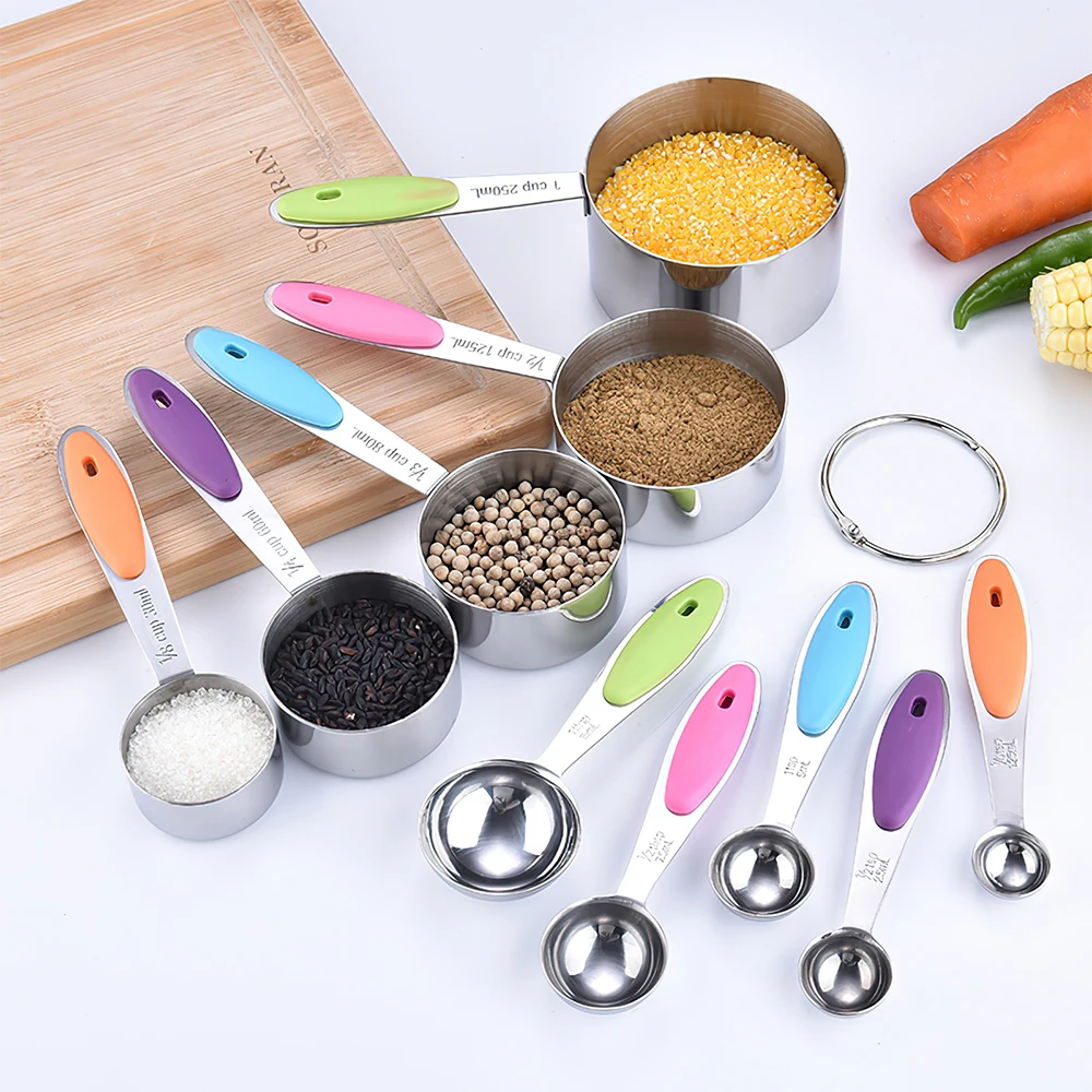 

2023 Bestsell Wholesale 10 Pcs Kitchen Measuring Tools High Grade Luxury Stainless Steel Measuring Cups and Spoons set