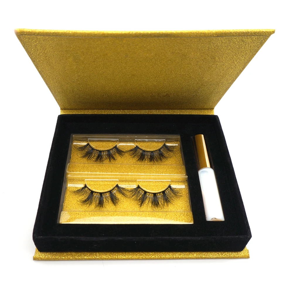 

Mink Magnetic Eyelashes Custom Lash Boxes High Quality 3d Fur Hand Made Private Label OEM Natural Long 2 Pairs Samples Provided, Natural black