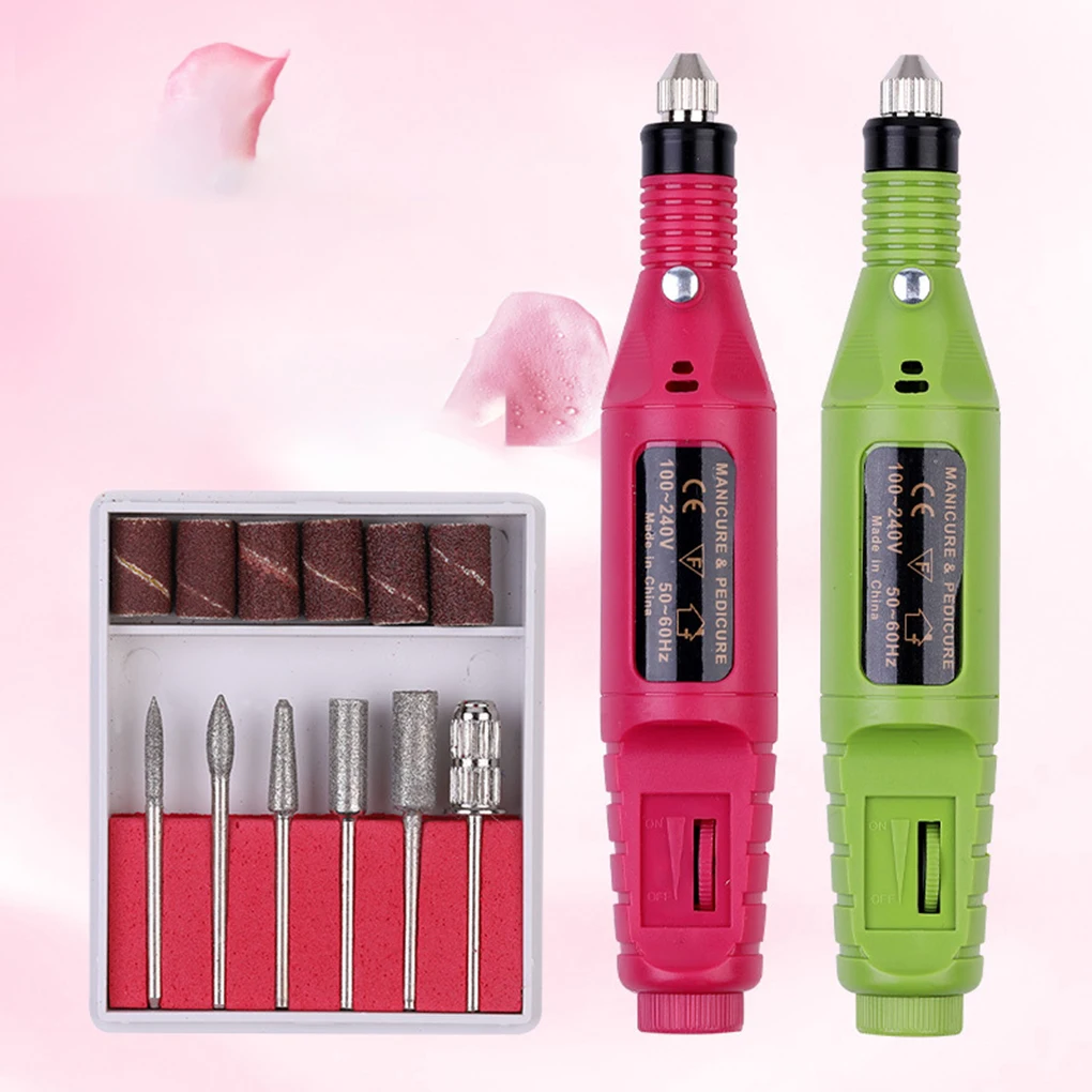 

7 In 1 Professional Electric Manicure Machine Pedicure Nail Drill Bits Kit Nail File Art Tools Nail Machine Equipments, Pink
