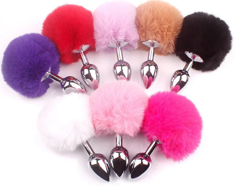 Colorful Small Size Metal Rabbit Tail Anal Plug Stainless Steel Bunny Tail  Butt Plug Anal Sex Toys for Women Adult Sex Products
