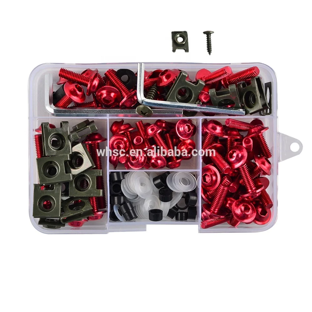 

2020 WHSC Best Hot Red Wholesale Good Quality Big CC Street Sports Bike Motorcycle Screw Kit Lag Kit Bolt Kit 155PCS In One Box, Unpainted color: white color