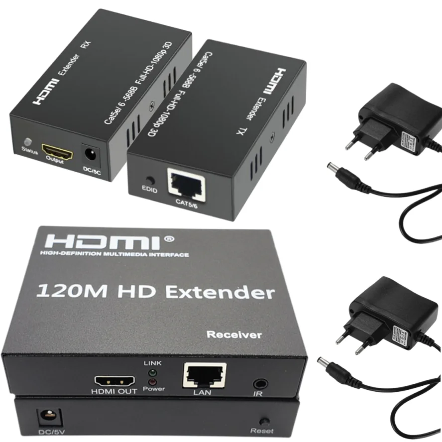 

60M 120M HDMI Extender 1080p 3D HDMI Signal amplifier expander Transmitter Receiver over Cat 5e/6 RJ45 RX TX Converter