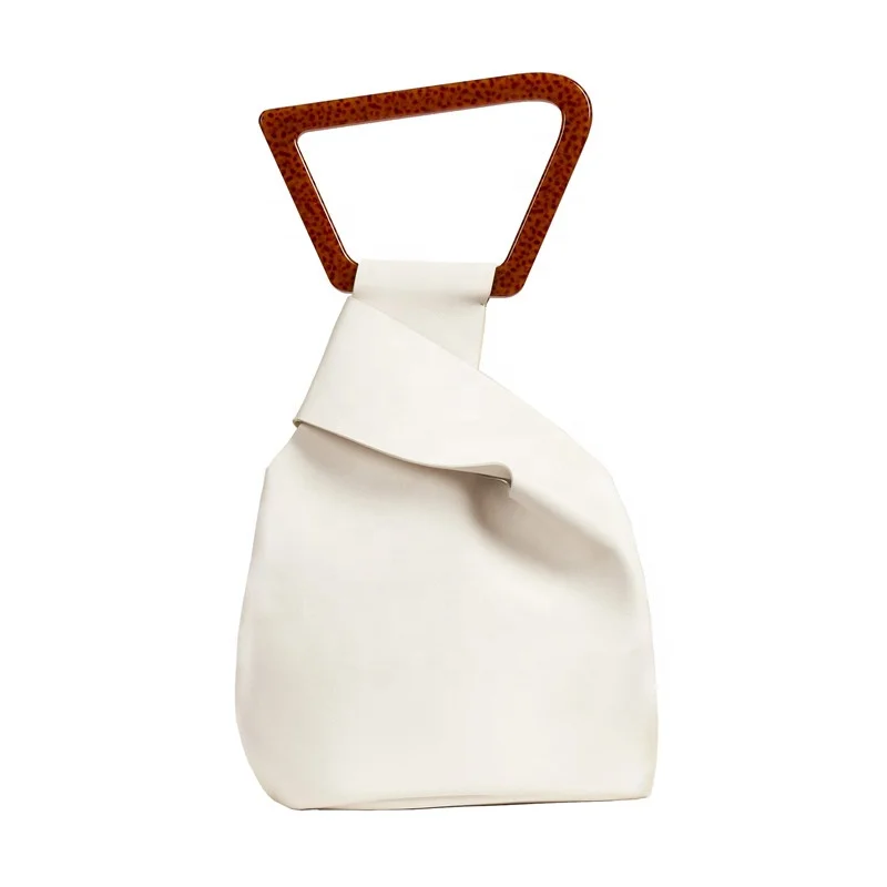 

Irregular PU leather bucket bags women handbags vintage acrylic bucket bag