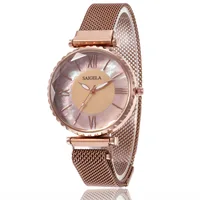 

4110 Dropshipping Cheap Luxury Diamond Shell Magnet Watch Custom Logo Private Label Magnetic Strap Lady Wrist Watch Women