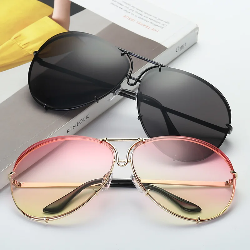 

2022 Latest Model Vintage Design Eyewear For Ladies Fashion Custom Logo Sunglasses Newest Metal Big Frame Sun Glasses Wholesale
