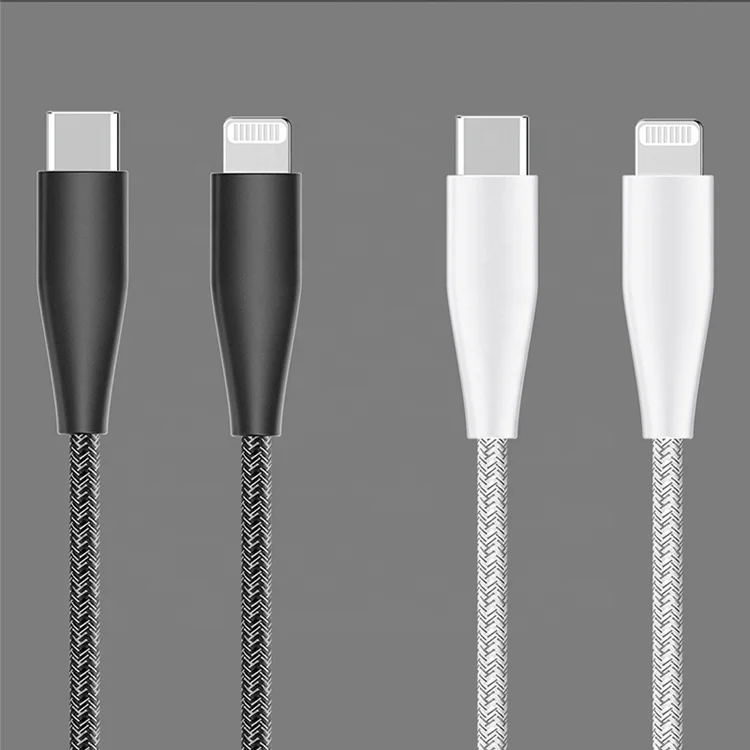 

Factory MFI Certified USB Type C to Lighning Cable C94 E-mark PD 18W fast charge 1m 2m for Anpple Icphone, Black white