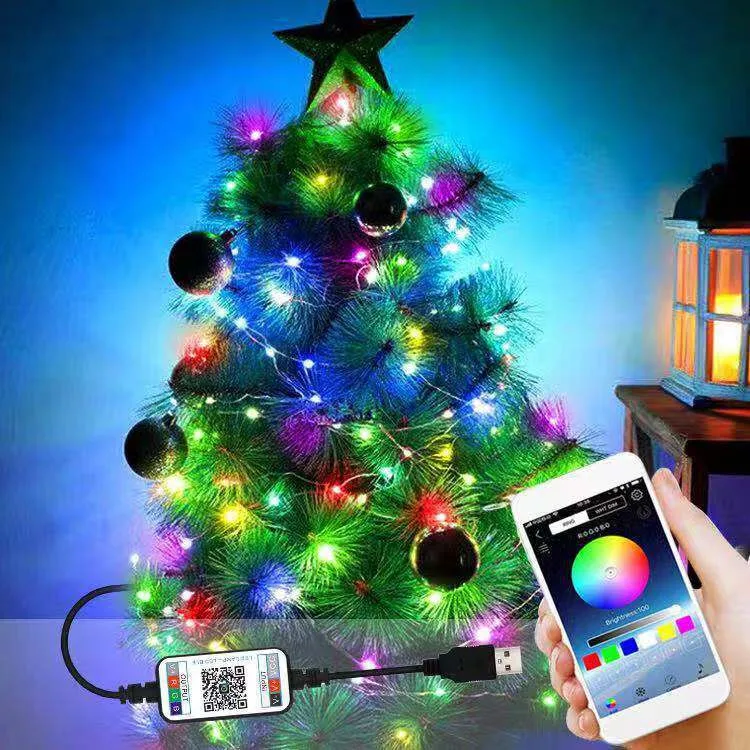 Bluetooth APP Control Waterproof 20m (65.6FT) RGB LED String lights Color Changing smart Lights Sync to Music with IR Remote  IR