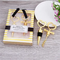 

Box Heart Shaped Gold Taper Thread Champagne Wine Gift Set Bottle Opener