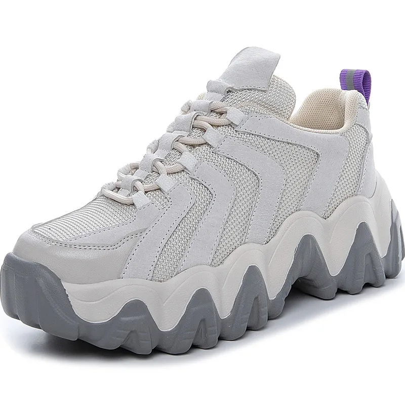 

2020 Winter New Style Genuine Leather Women 35-40 Platform Sneakers Casual Shoes Breathable Soft Women Chunky Sneakers