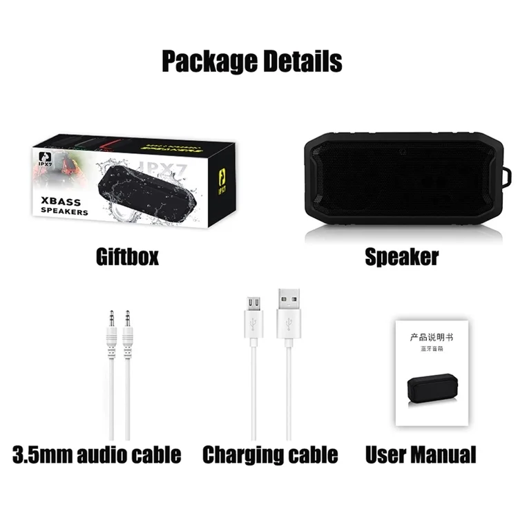 portable speaker bluetooth IPX7 waterproof outdoor BT speaker wireless with TWS Hifi stereo - ANKUX.COM