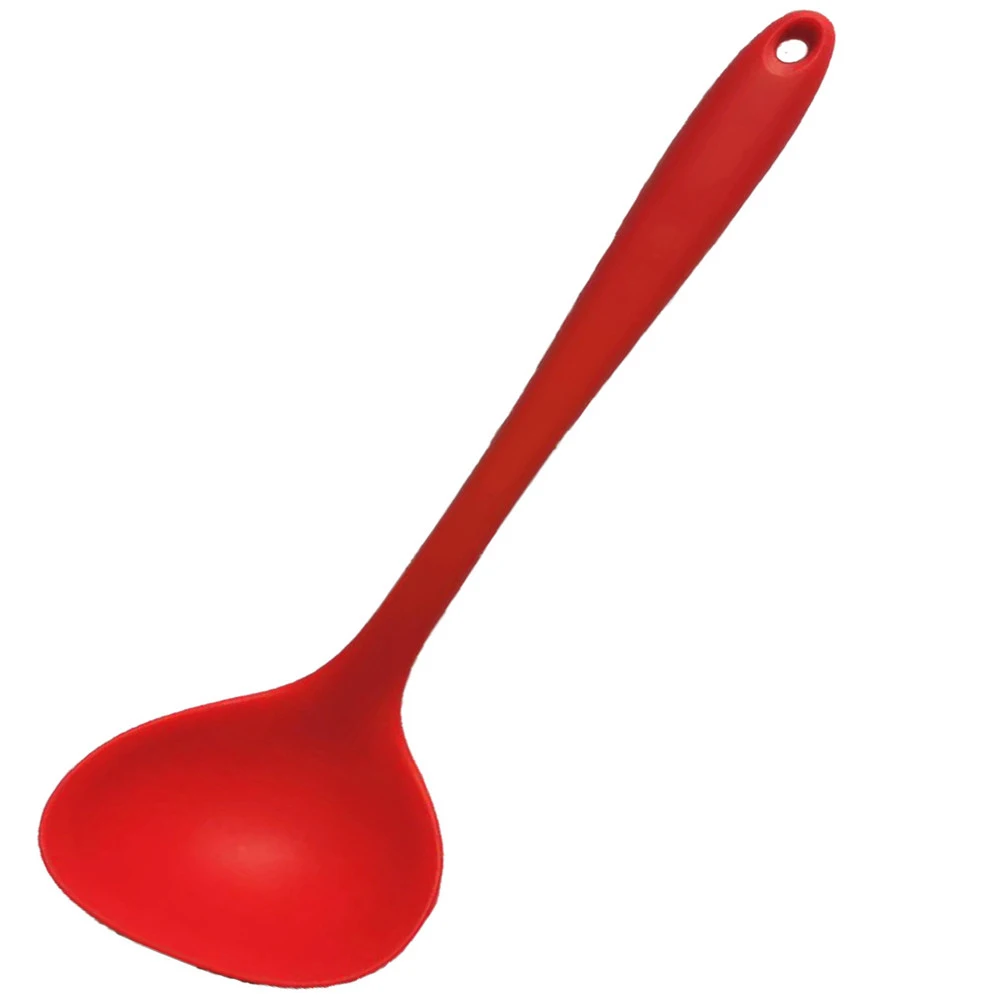 

2020 New Kitchen Utensil Cooking Tools Tablespoon Non-stick Big Flexible Silicone Soup Ladle Spoon, Red, blue, black or customized