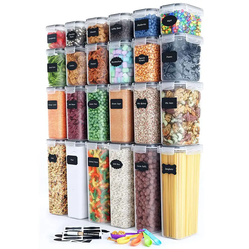 

Pantry Organizers 24 Pack Large Airtight Plastic Cereal Container Box Food Storage Containers Sets For SugarFlourDry Food
