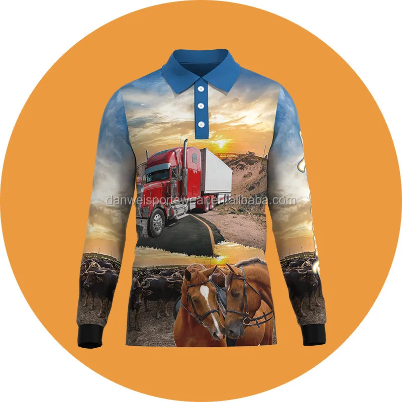 

Full sublimation button up design your own logo fishing shirt kids