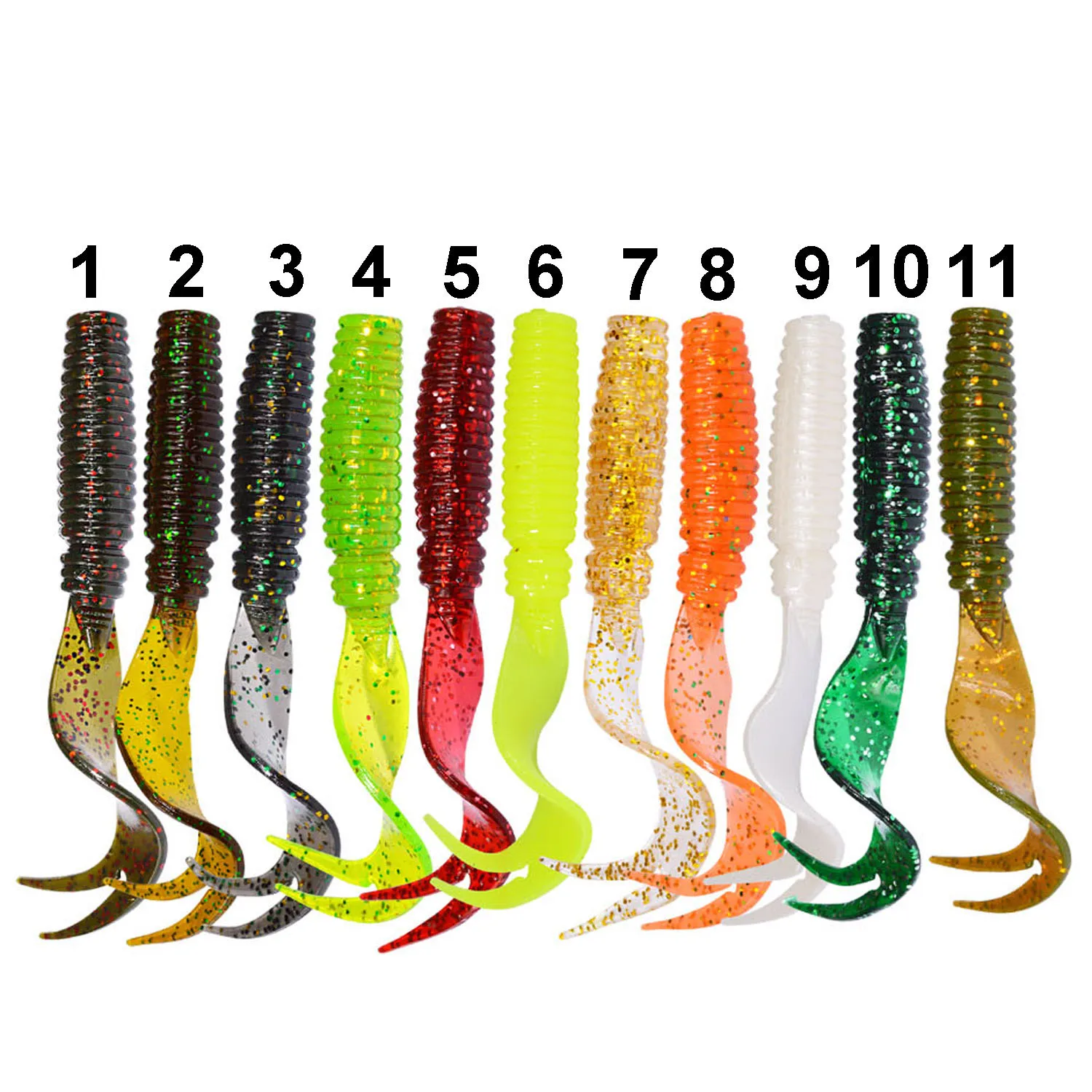 

Afishlure soft bait 75mm 3.3g soft plastic grub lure fishing baits curl tail artificial bass lure fishing tackle, 11 colors