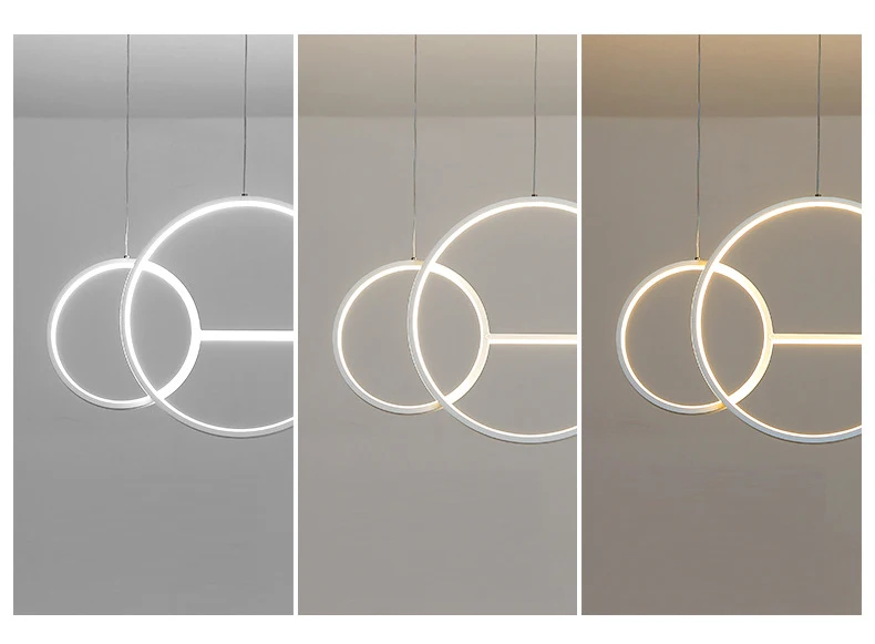 Modern minimalist design, light luxury dining table, bar long chandelier Nordic creative minimalist ring restaurant chandelier