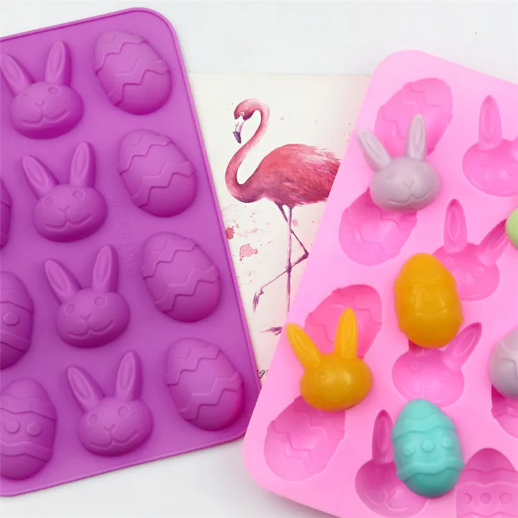

Y1560 Easter day 12 cavity egg bunny shaped silicone cake molds, Random