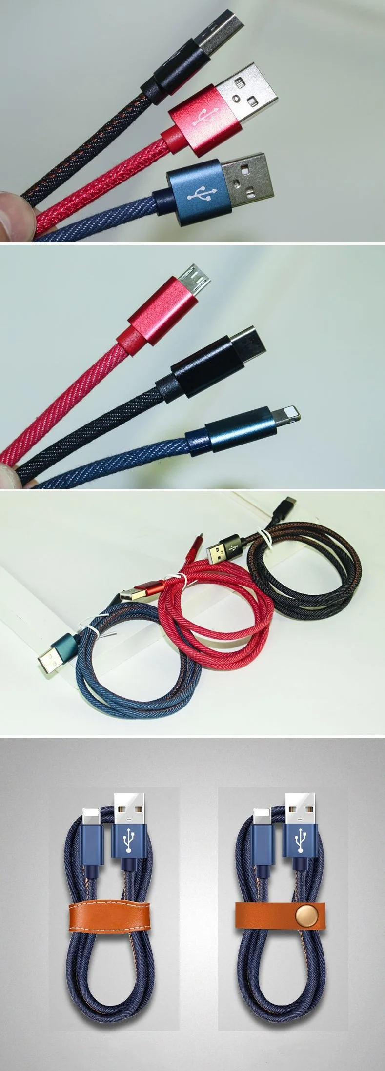 Factory Wholesale Original High Quality Denim Jacket 2A Fast Charging USB Cable MicroUSB Type-c Lighting USB Data Cable - ANKUX.COM