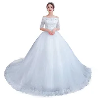 

High End Vestidos De Novia China Simple Bondage Rhinestone Short Sleeve Wedding Dress