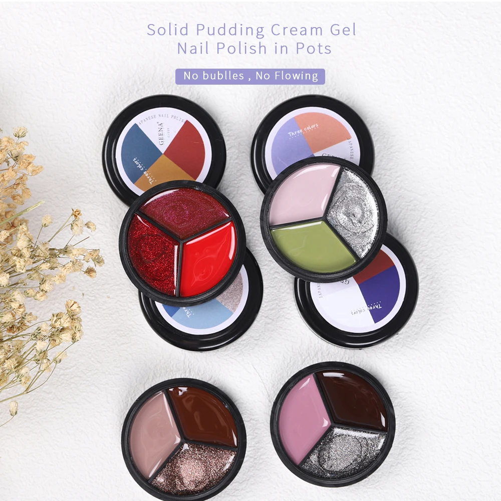 

2021 Hot sale nail art supplier 3 Colors eyeshadow palette shape solid cream gel polish, 18colors set