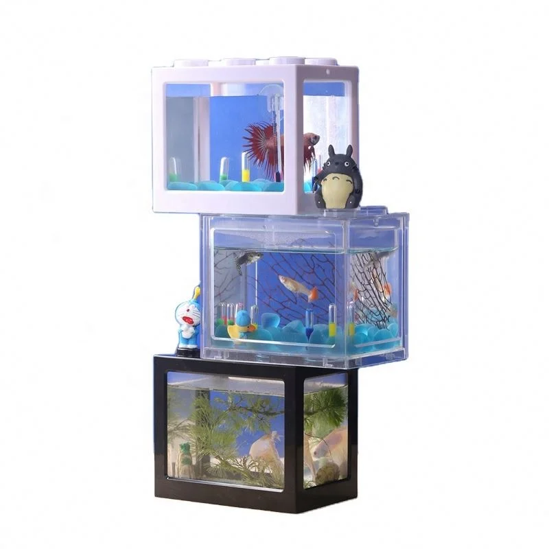 

Mini Aquarium 2Multi-function colorful box Creative Building block fish tank Betta fish tank