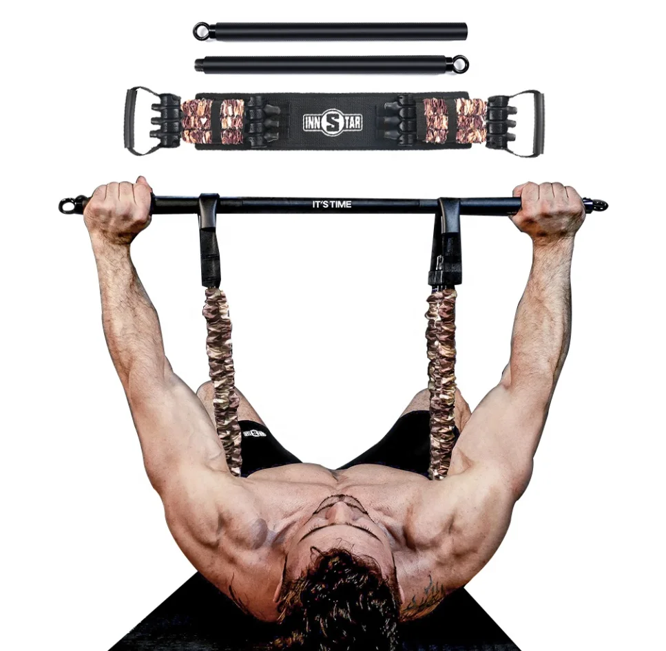 

INNSTAR RTS Hot Sale Bench Press Resistance Band with Bar Body building Fitness Gym Equipment