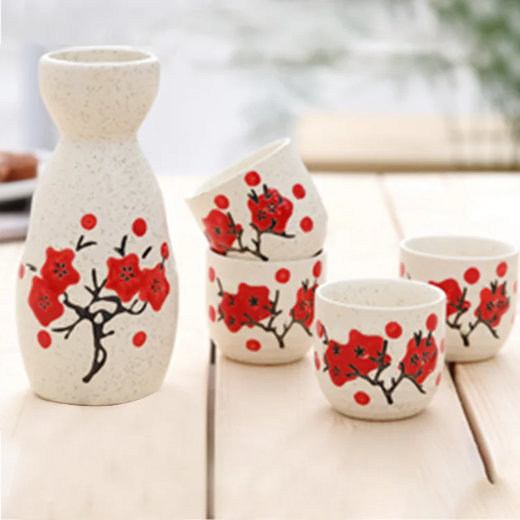 

Japanese-Style Brief Wine Ware Set Vintage Ceramic Pottery Cup Sake Set