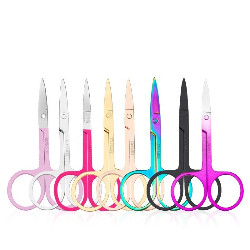 

Wholesale eyelash scissors for eyelash extension and eyebrow Stainless Steel Make Up scissors with print logo