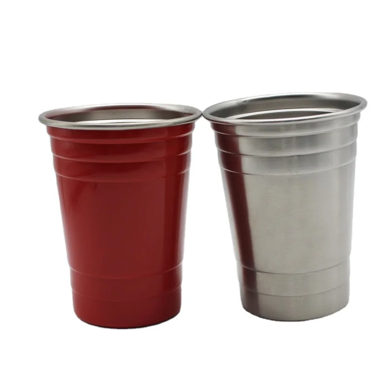 

Wholesale  metal mini party pint custom solo coffee tumbler reusable stainless steel beer pong red cups, Pms color