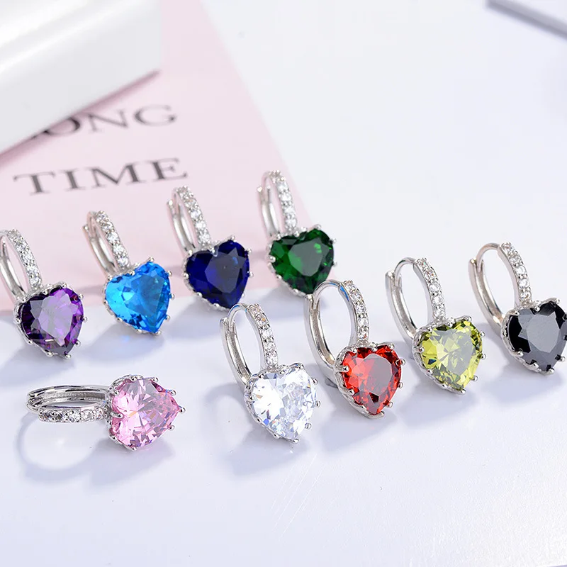 

Wholesale Jewelry Korean Earring Puff Heart CZ Huggie Earrings For Women