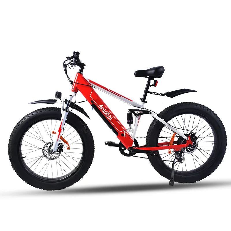 

ANLOCHI 2021 new design fat tire mountain ebike 26 inch 48V 500W shimano 7 snow electric bicycle