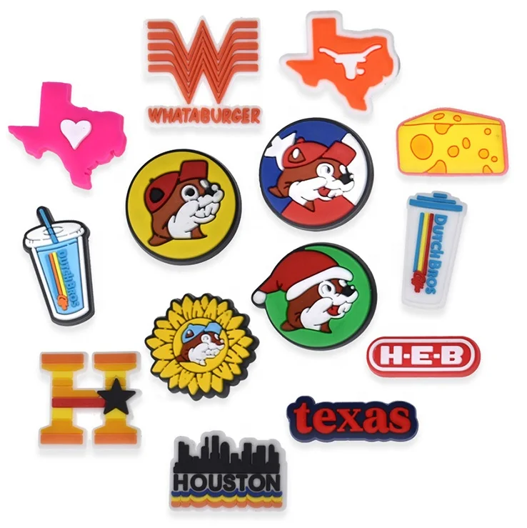 

2022 Texas PVC Shoe Charms Houston Shoe Decorations for Shoe Charm Christmas gift, Accept customized