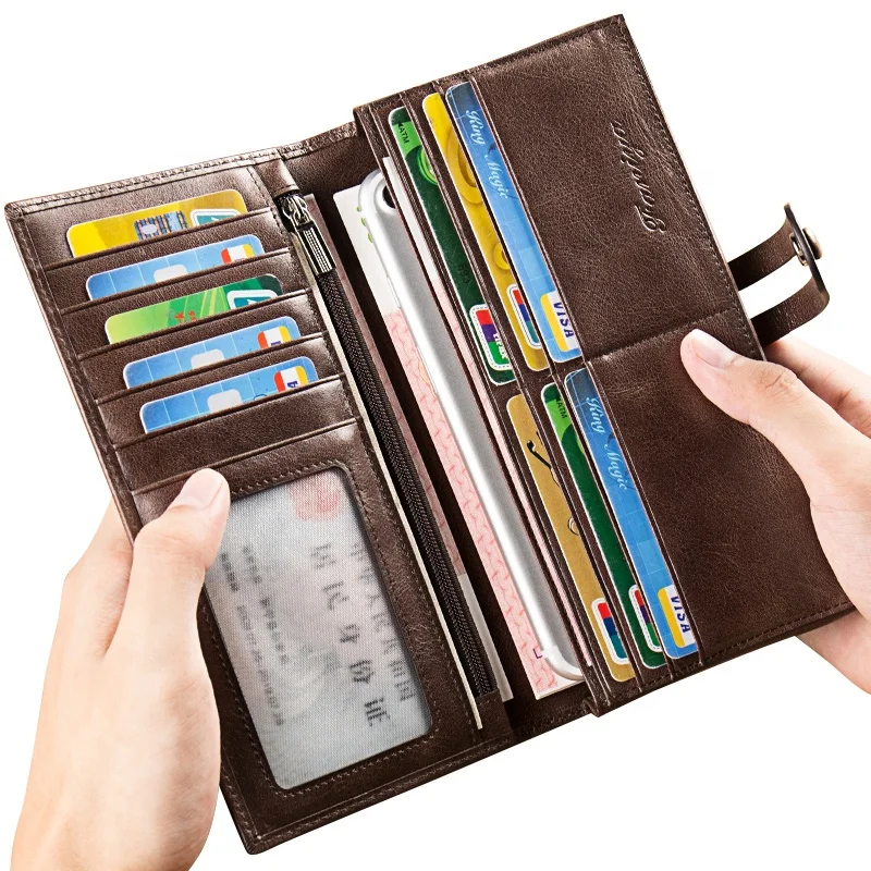 

2021 Design Customized Real Leather Wallet Men Business Phone Credit Card Holder Wallets