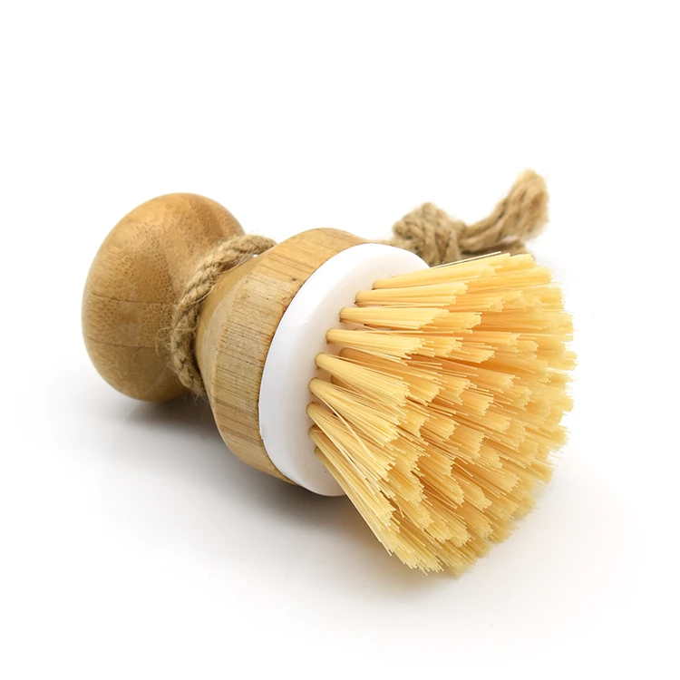 

Bamboo Naturals Kitchen Tool Home Cleaning PP Brush Kitchen Dish Pot Pan Cleaning Brush With Hang Rope, Brown