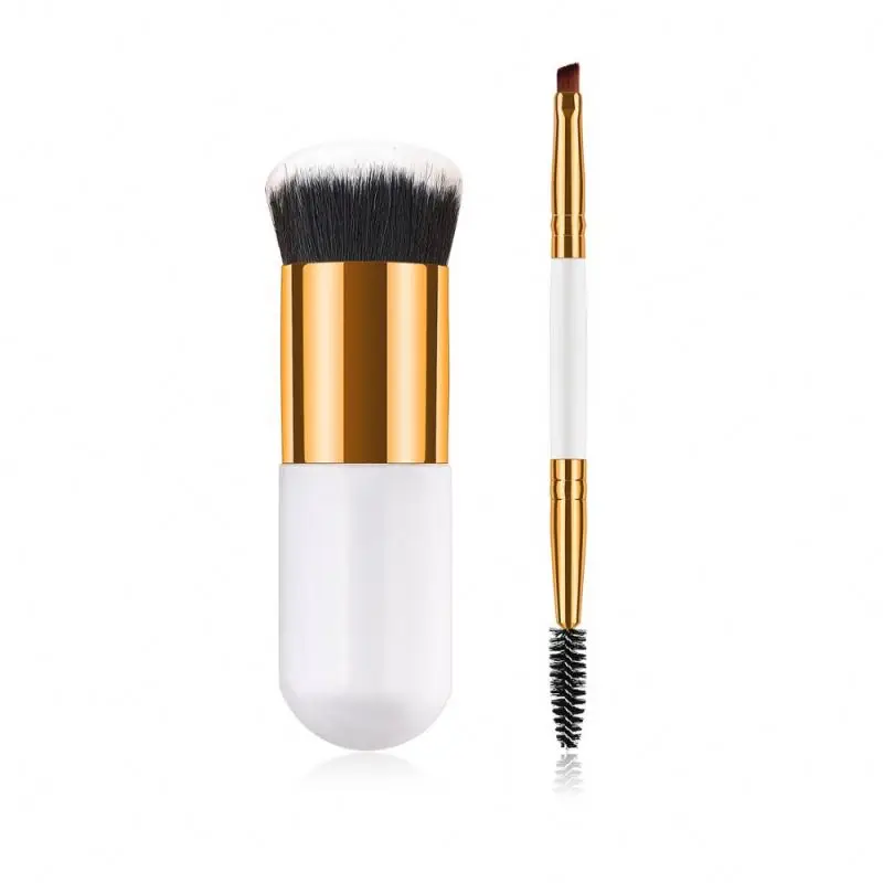 

2 pcs Hot Sale Mini Brush white pearlescent Eyeshadow Eyebrow Foundation Brush Set Soft Hair Makeup Brushes Set