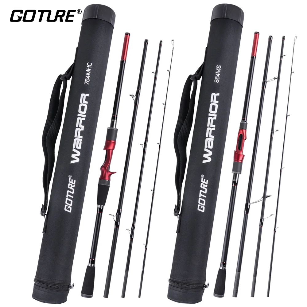 Goture 4 Section fishing Rod 2.7M 2.4M 2.28M 2.13M Carbon Fiber Spinning Rods travel lure rod, Red
