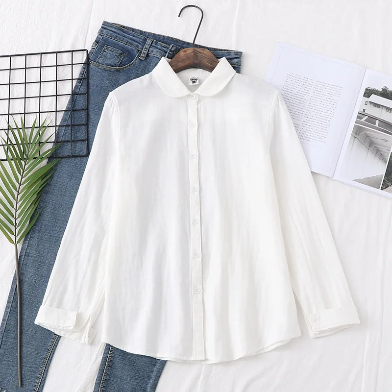 

Factory New Contrast Girl Style Casual Cotton Yarn Blouse Long Sleeve Women Autumn Lady Clothing Shirt Shirts