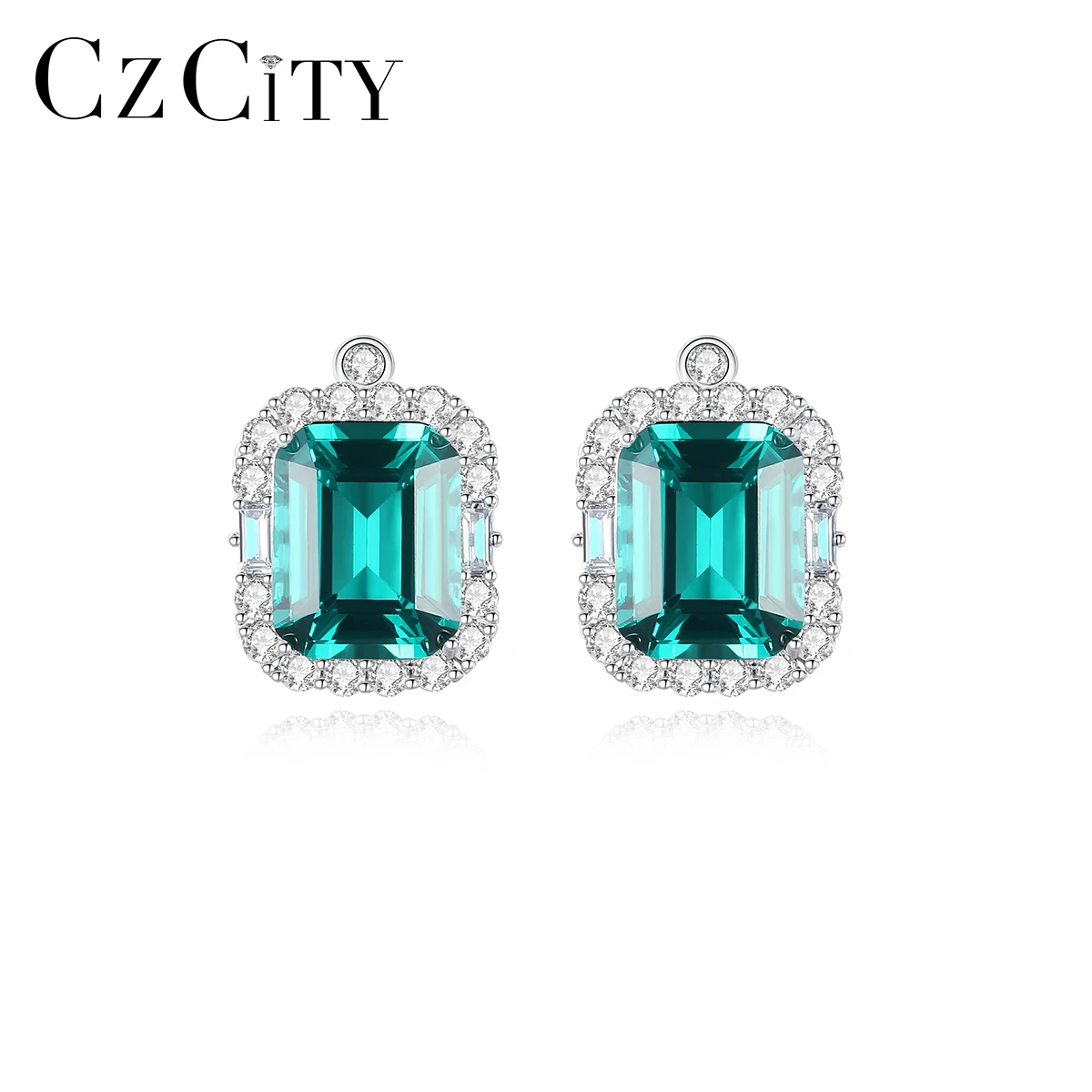 

CZCITY Fashion Stud 925 Sterling Silver Elegant Bride Gemstone Wholesale Designer Inspired Luxury Earring