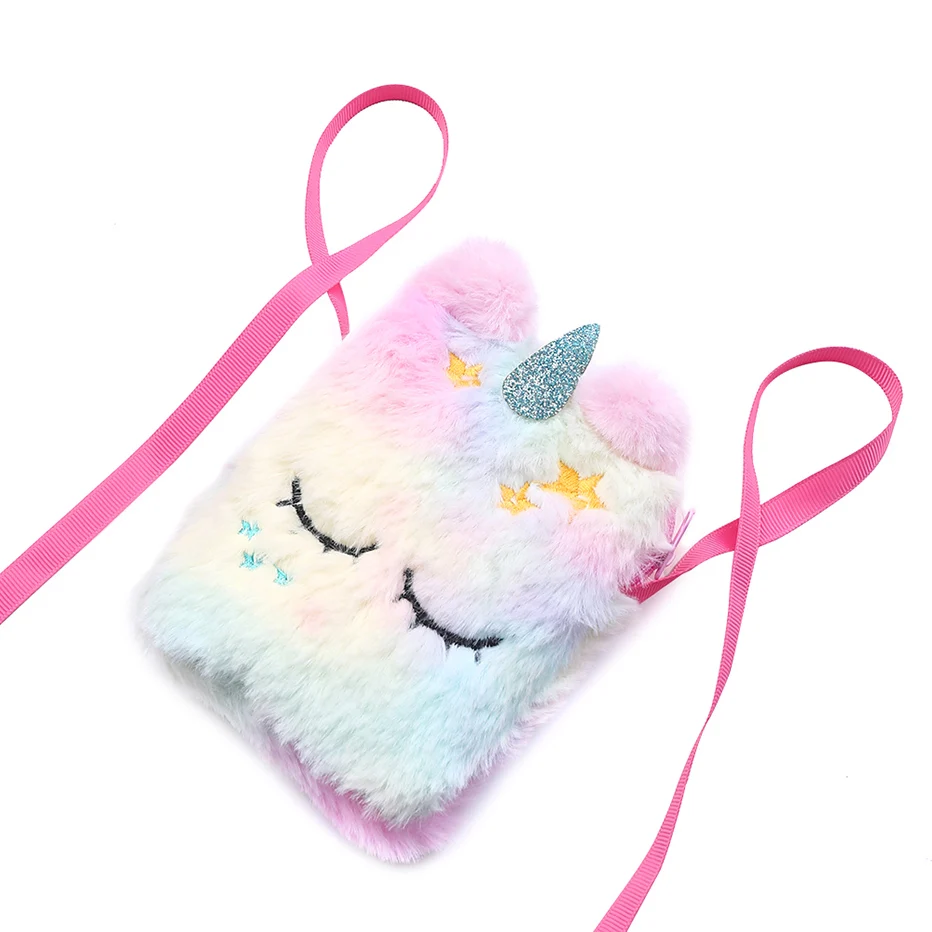

New Plush Unicorn Girls Purses Shoulder Bag Square Crossbody Bags Party Gift Fashion Mini Ladies Bags, White,color,pink