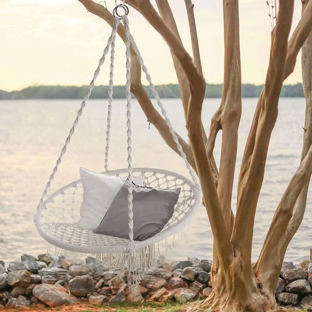 New Design Handmade Woven Knotted Rope Hanging Chair Buy Rope Hanging