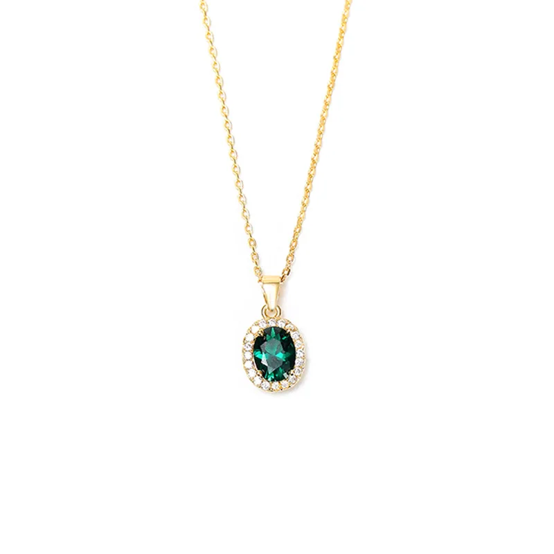 

Shangjie OEM joyas Fashion Women Luxury Pendant Necklaces 14k Gold Plated Necklaces Emerald Zircon Elegant Necklace Jewelry