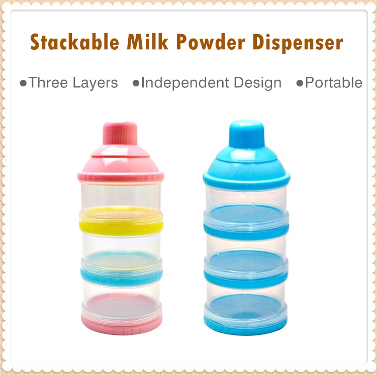 NUOBESTY Formula Dispenser Stackable Portable 3 Compartments Milk Powder Dispenser Snack Container for Baby Infant Newborn Random Color 