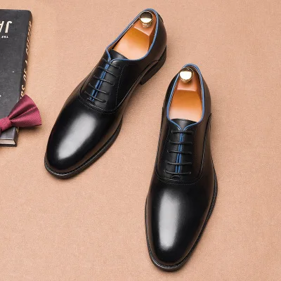 

A new line of men's top-layer cowhide high quality leisure leather shoes European oversize men's shoes, Brown