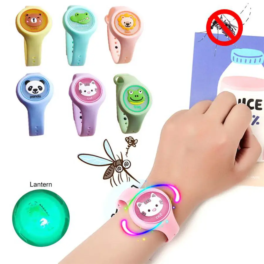 

AAA9 Plant Essential Oil Cute Mosquito Repellent Bracelet Silicone Animal Kids Cartoon Noctilucous Anti Mosquito Wristband, Mix colors